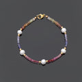 Multi-Sapphire and Pearl Bracelet in 925 Sterling Silver | Handcrafted with Love