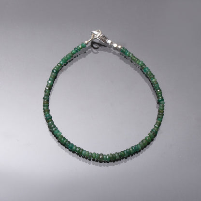 Natural Dark Shade Emerald Beaded bracelet-AAA emerald jewelry-valentine Gift