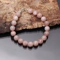 Natural Peach Moonstone Bracelet | 10mm Round Beaded 8 Inch Bracelet - Silver Lock