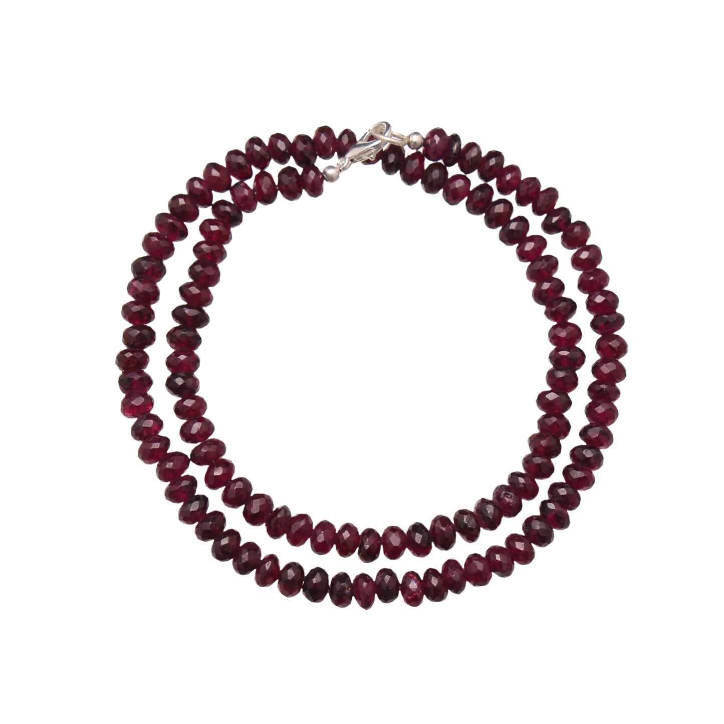 Elegant Red Garnet Rondelle Beaded Necklace