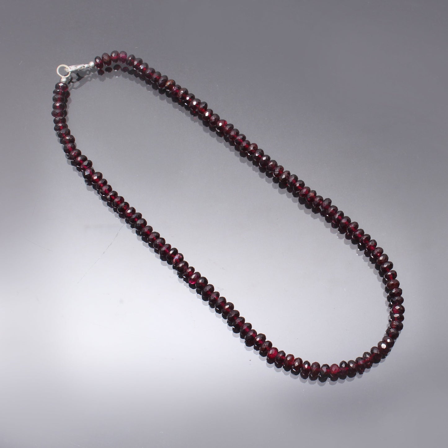 Elegant Red Garnet Rondelle Beaded Necklace