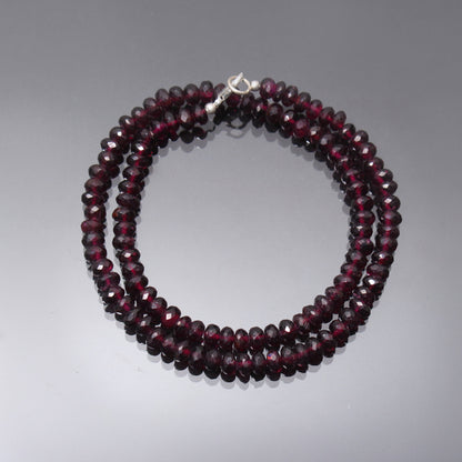 Elegant Red Garnet Rondelle Beaded Necklace