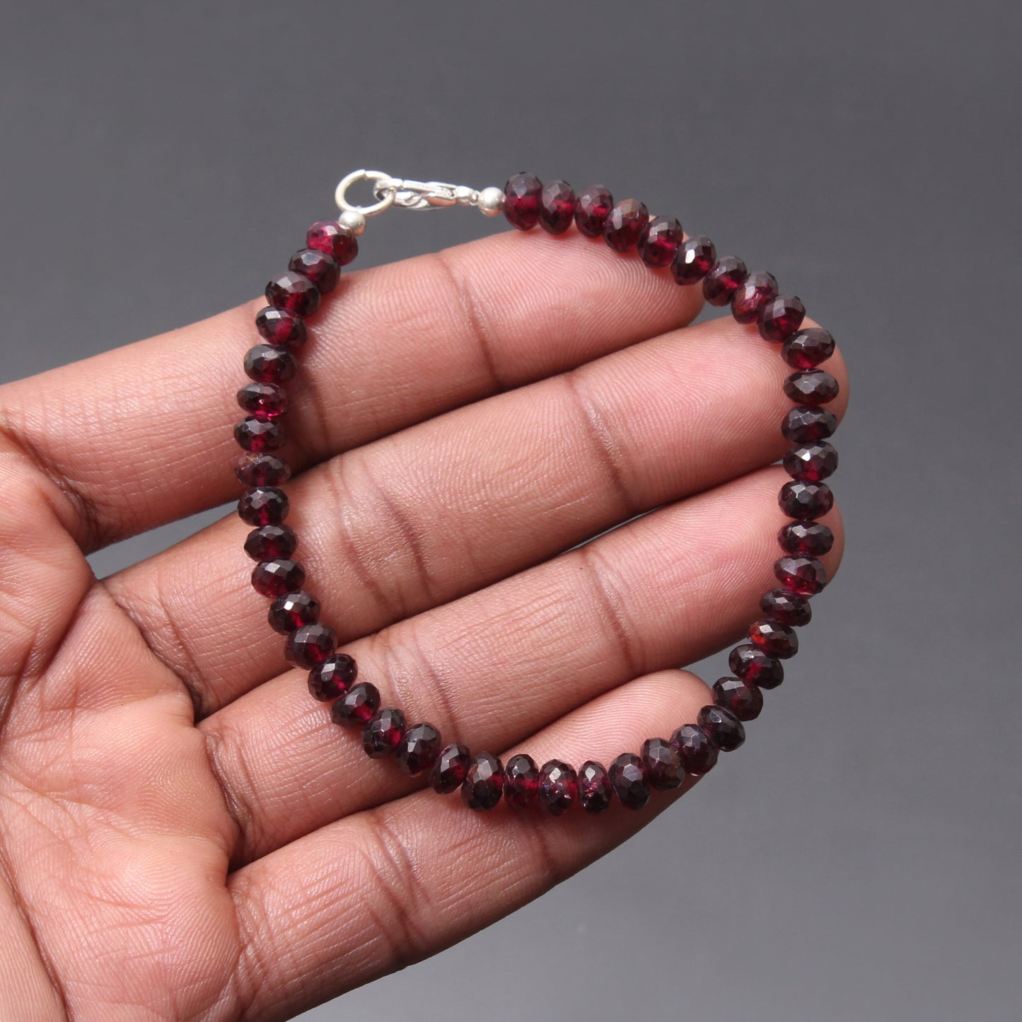 High Quality Red Garnet Beaded Bracelet