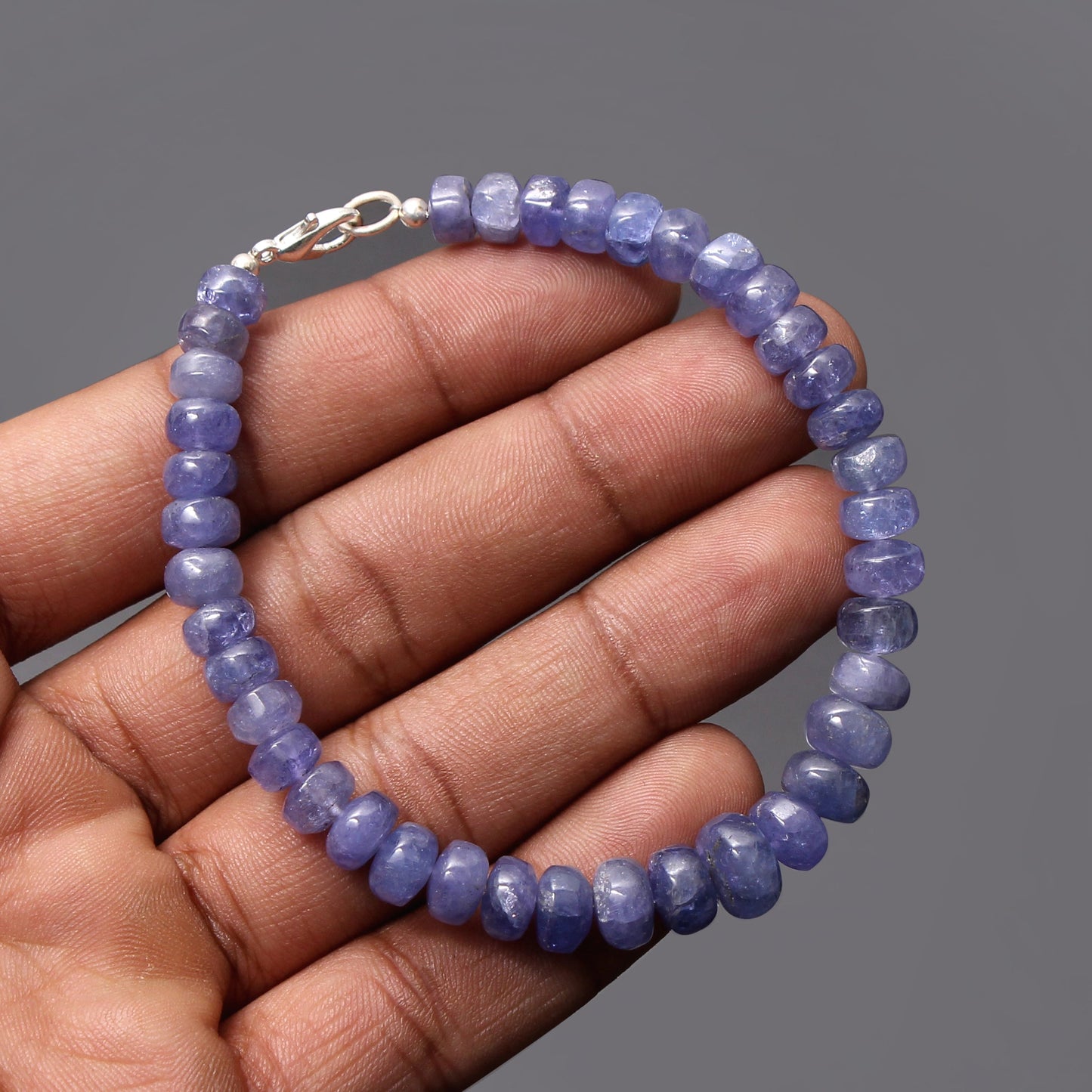 Tanzanite Smooth Rondelle Beaded Bracelet