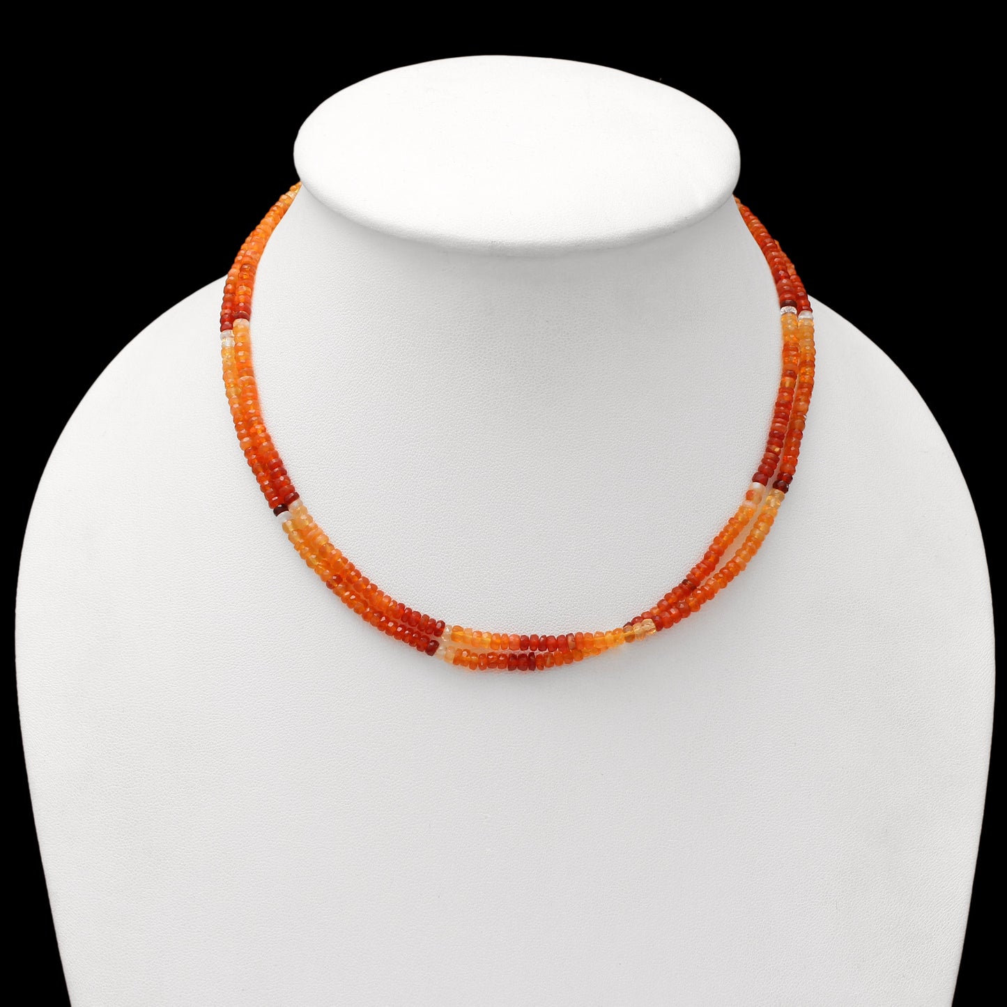 Mexican Fire Opal Beaded Necklace, 3.5mm Fire Opal