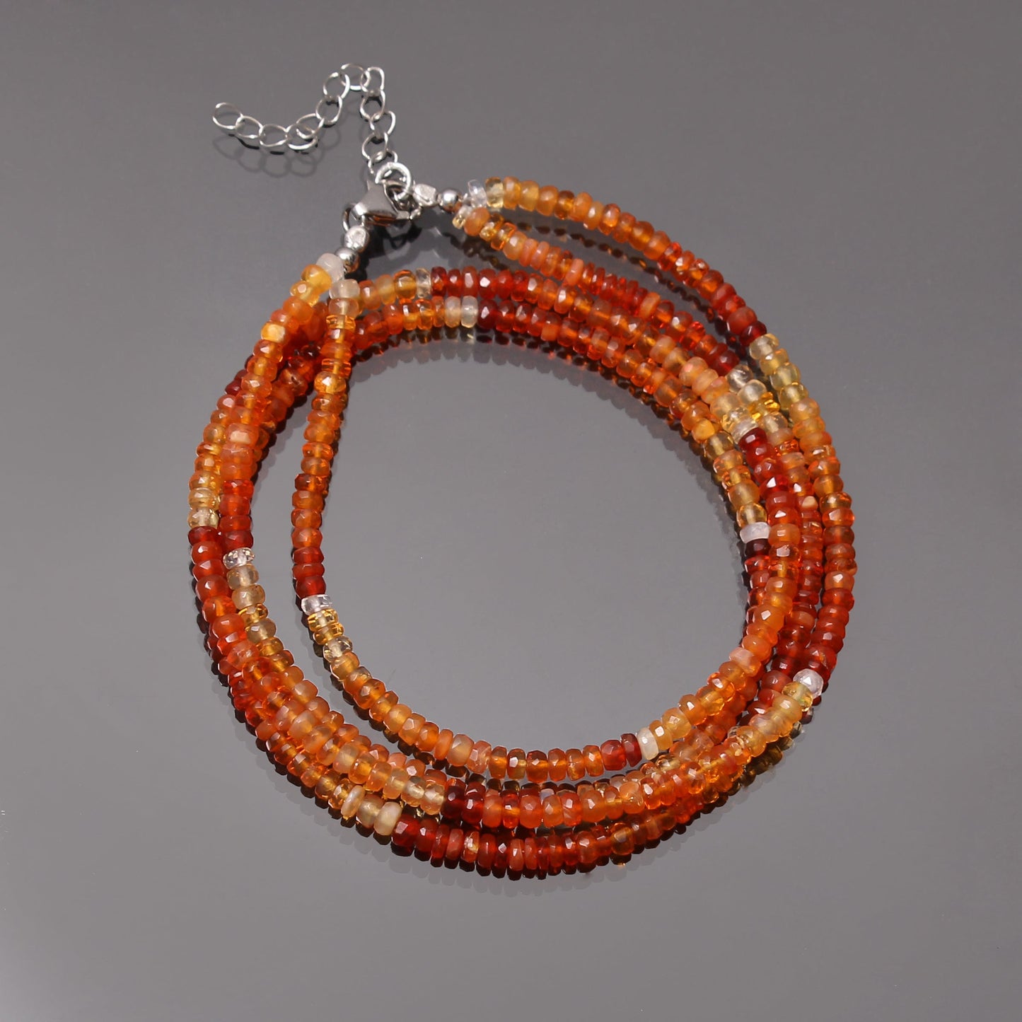 Mexican Fire Opal Beaded Necklace, 3.5mm Fire Opal