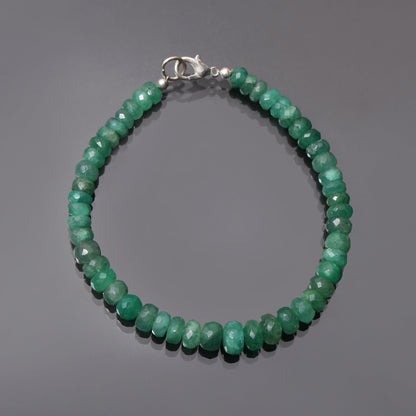 Natural Emerald Beaded Bracelet, Emerald Faceted Rondelle Beads Bracelet, Natural Zambian Emerald Bracelet, Emerald Beaded Jewelry