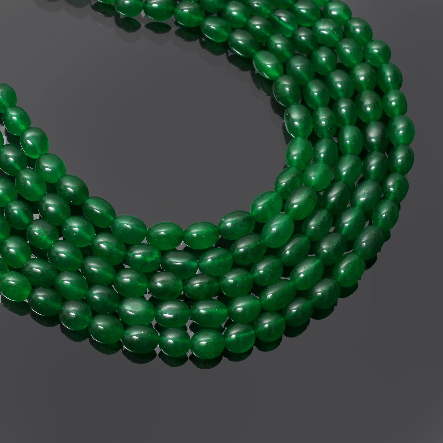 Green Quartz Gemstone 5 Layers Royal Sarafa Necklace 16 Inches