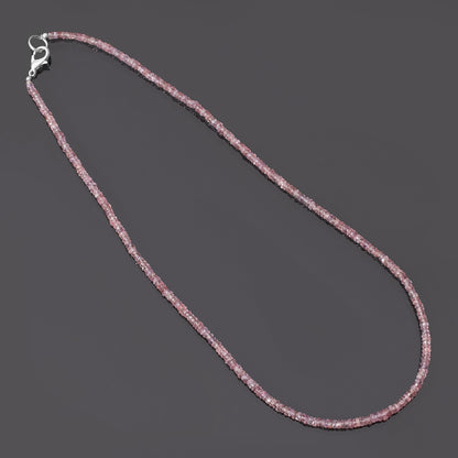 Natural AAA Grade Quality Pink Sapphire Necklace - Handcrafted with 2.5-4mm Sapphire Beads