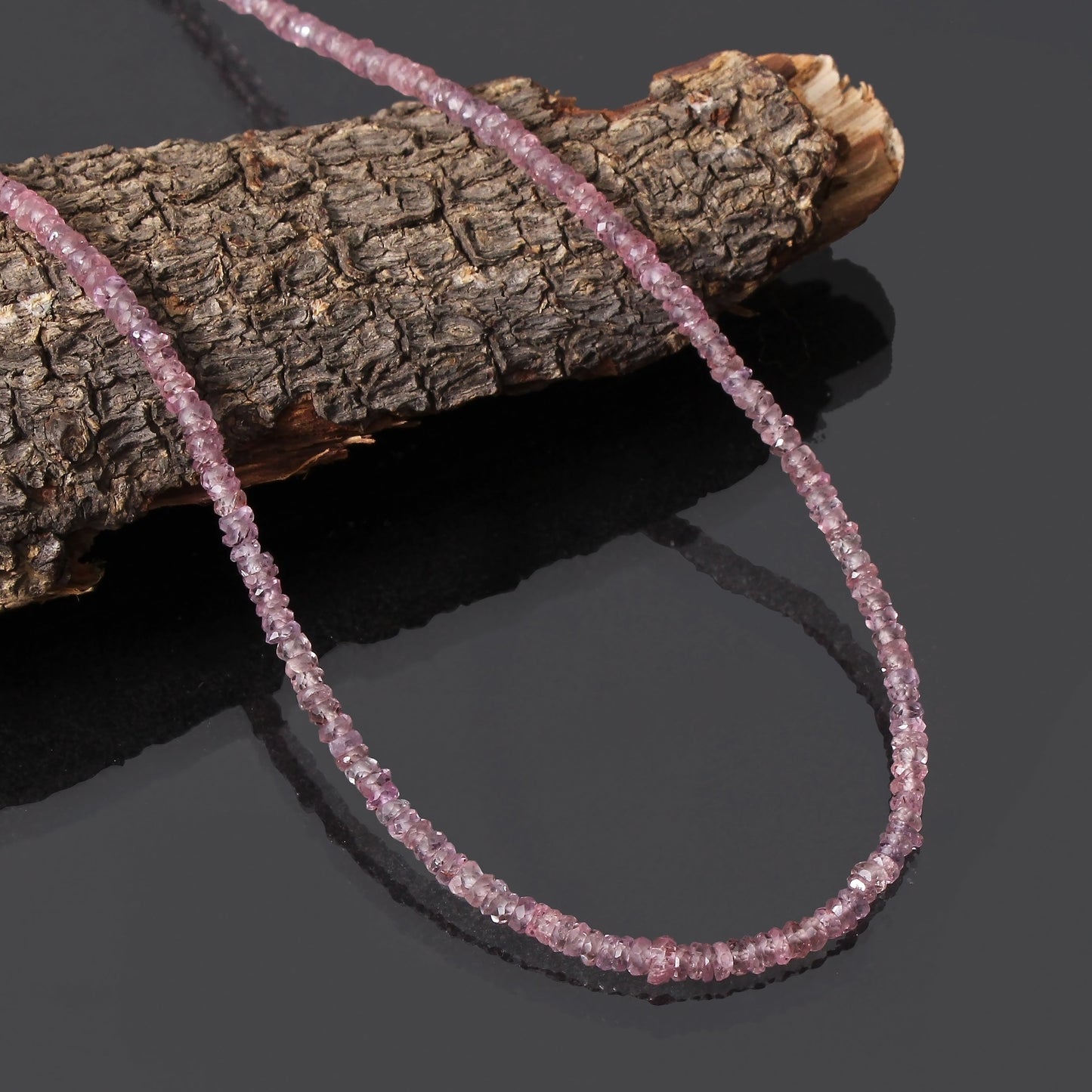 Natural AAA Grade Quality Pink Sapphire Necklace - Handcrafted with 2.5-4mm Sapphire Beads