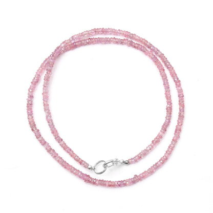 Natural AAA Grade Quality Pink Sapphire Necklace - Handcrafted with 2.5-4mm Sapphire Beads