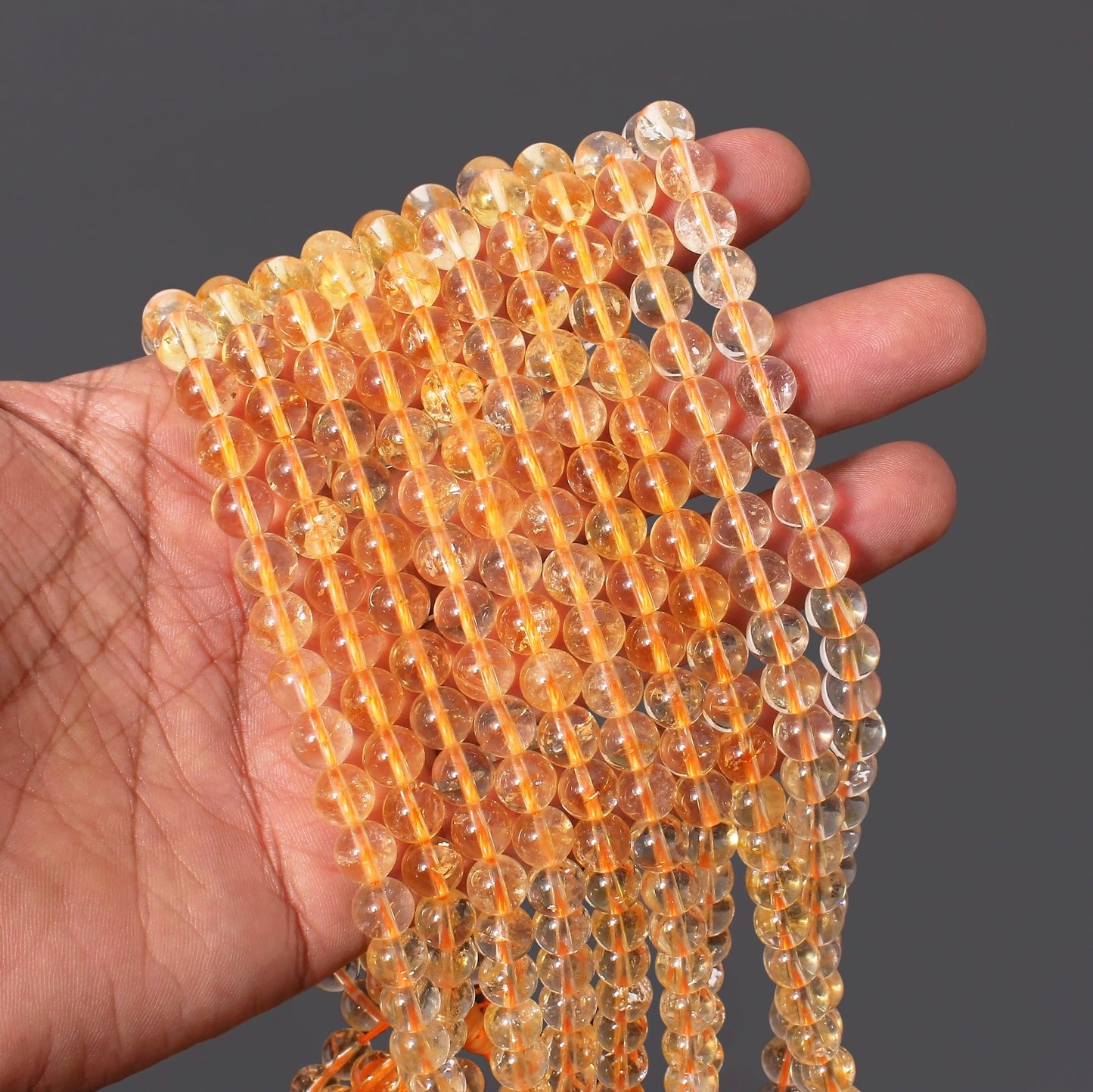 Citrine Smooth Round Beads Strands 15.5 Inch,1 strand,1 strand,1 strand