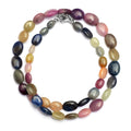 Multi Sapphire Oval Beaded Necklace with Secure Silver Lock | Dazzling Necklace For Women's
