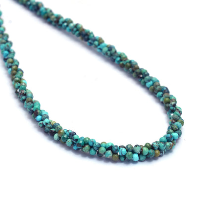 Turquoise Faceted Beads Twisted Necklace | Beaded Necklace with Silver Clasp | Gemsrush