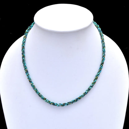 Turquoise Faceted Beads Twisted Necklace | Beaded Necklace with Silver Clasp | Gemsrush