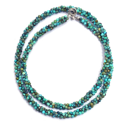 Turquoise Faceted Beads Twisted Necklace | Beaded Necklace with Silver Clasp | Gemsrush