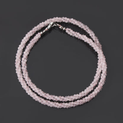 Natural Rose Quartz Twisted Beaded Necklace