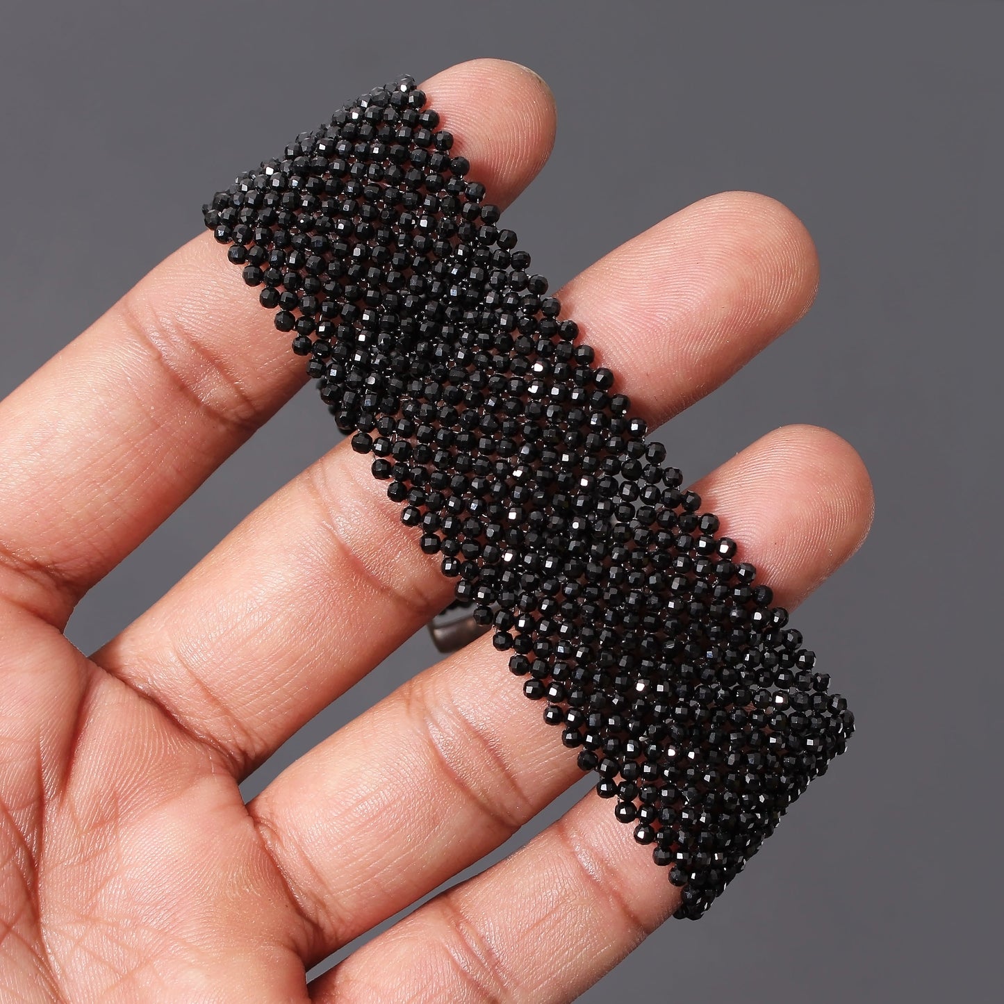 High Quality Black Spinel Bracelet  | Hand Woven Black Beaded Bracelet