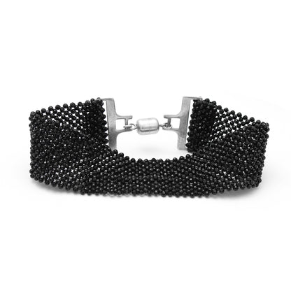 High Quality Black Spinel Bracelet  | Hand Woven Black Beaded Bracelet