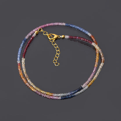 Luxurious Multi Sapphire Necklace with Gold Plated Silver Lobster Lock