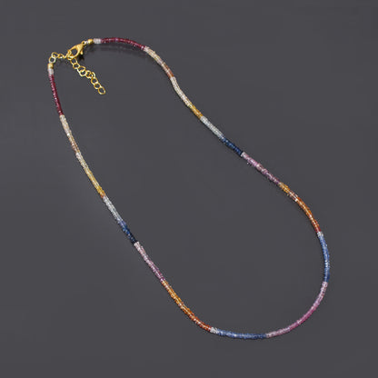 Luxurious Multi Sapphire Necklace with Gold Plated Silver Lobster Lock