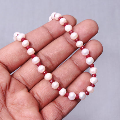 Handmade Ruby Pearl Rondelle Beads Silver Necklace: A Timeless Symbol of Love and Beauty