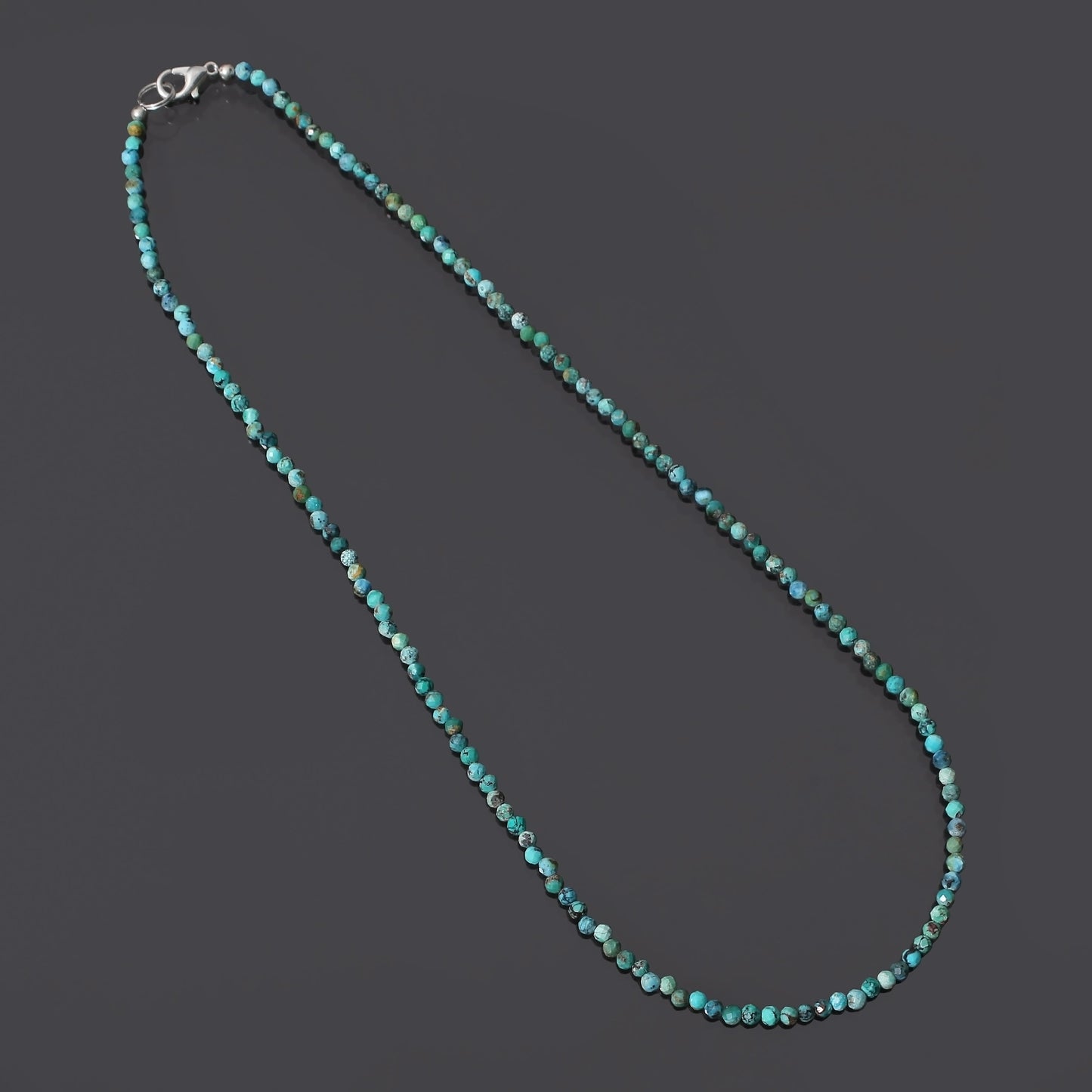 Natural Turquoise Faceted Round 3mm Beaded Necklace - Every Occasion Jewelry