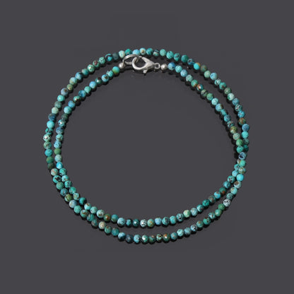 Natural Turquoise Faceted Round 3mm Beaded Necklace - Every Occasion Jewelry