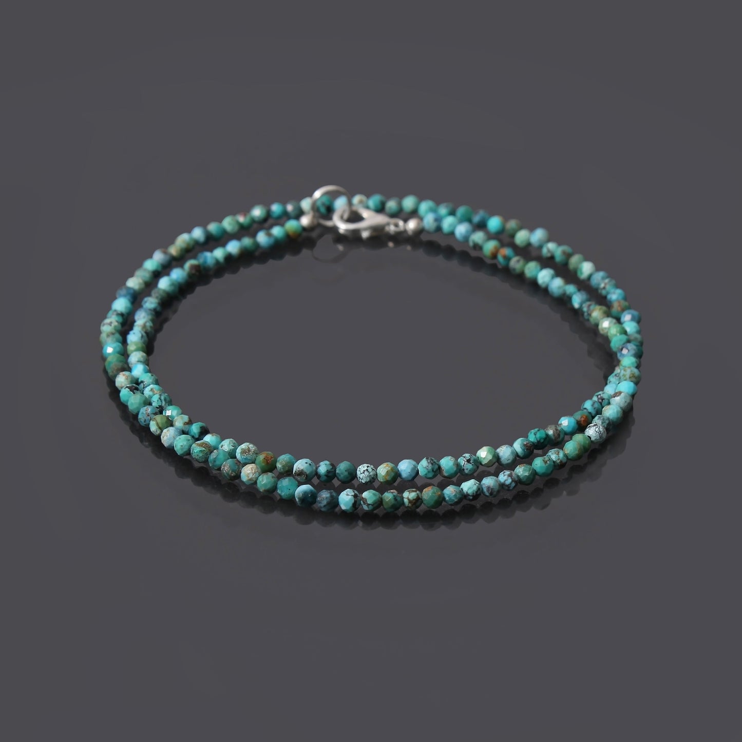 Natural Turquoise Faceted Round 3mm Beaded Necklace - Every Occasion Jewelry