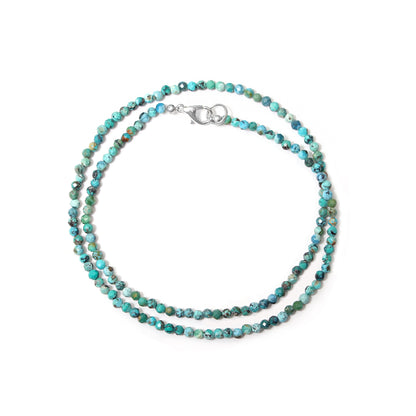 Natural Turquoise Faceted Round 3mm Beaded Necklace - Every Occasion Jewelry