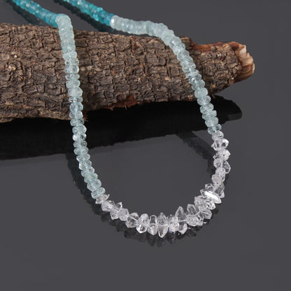 Premium Quality Herkimer Diamond Apatite Aqua Gemstone Necklace silver lock