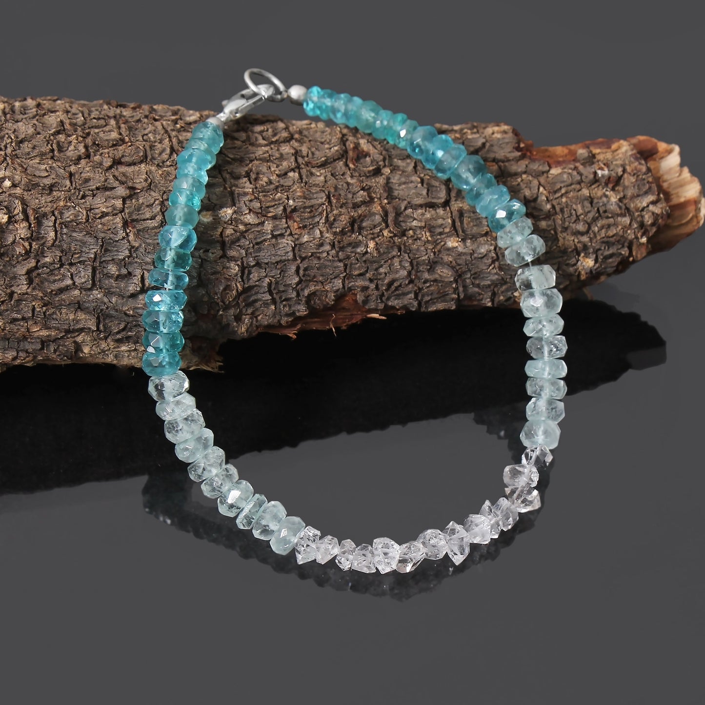 Herkimer Apatite Aqua Gemstone Handcrafted Bracelet