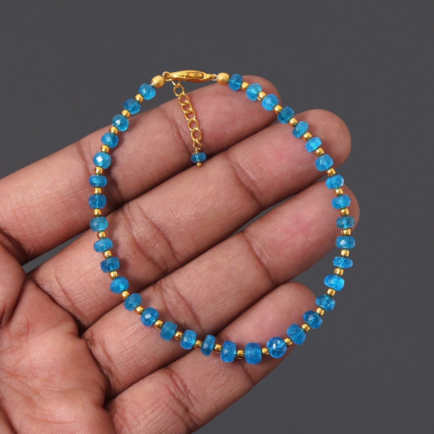 Neon Apatite Motivation Boost Golden Ball Bracelet Women's Jewelry