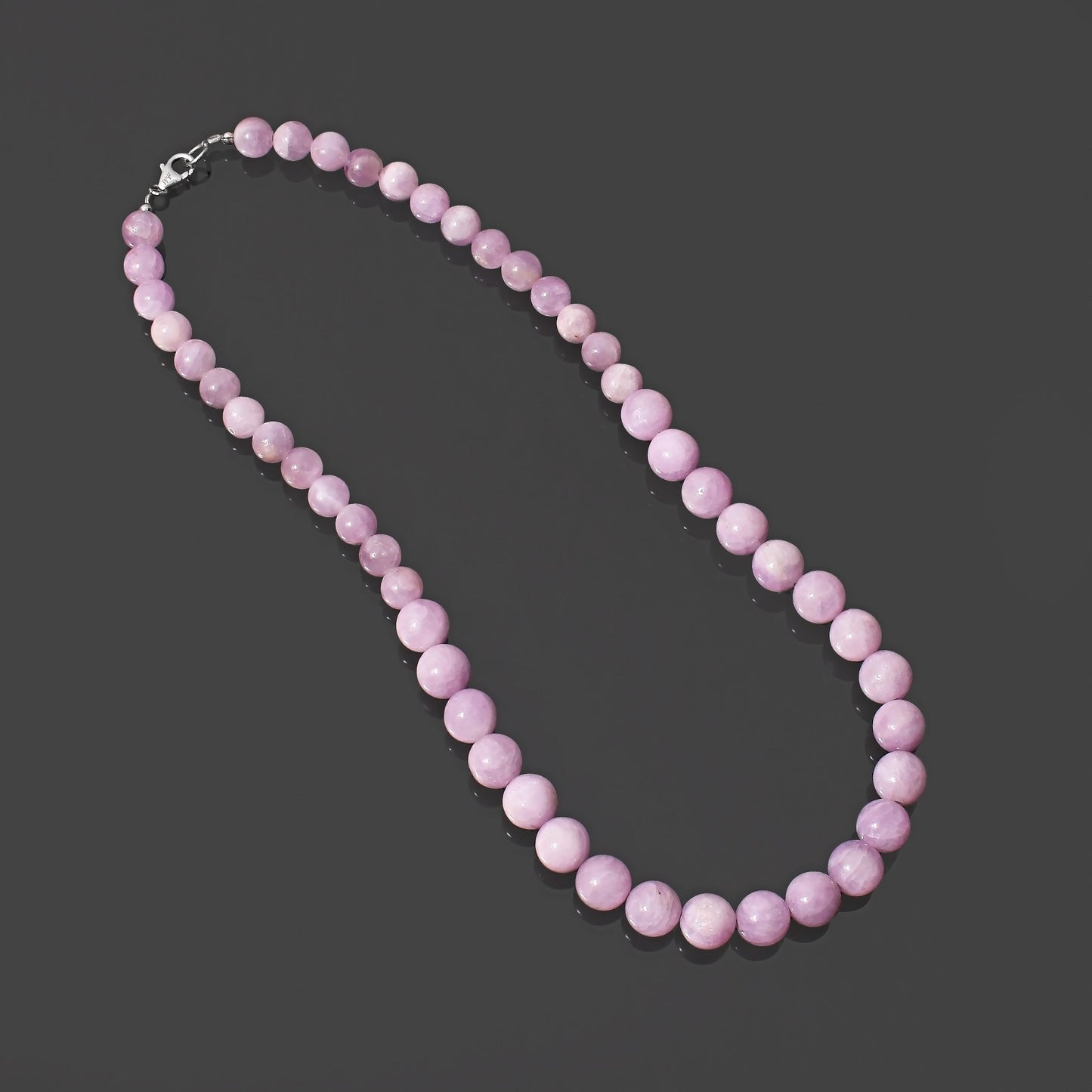 Kunzite Round Beaded Necklace with 925 Silver Lock