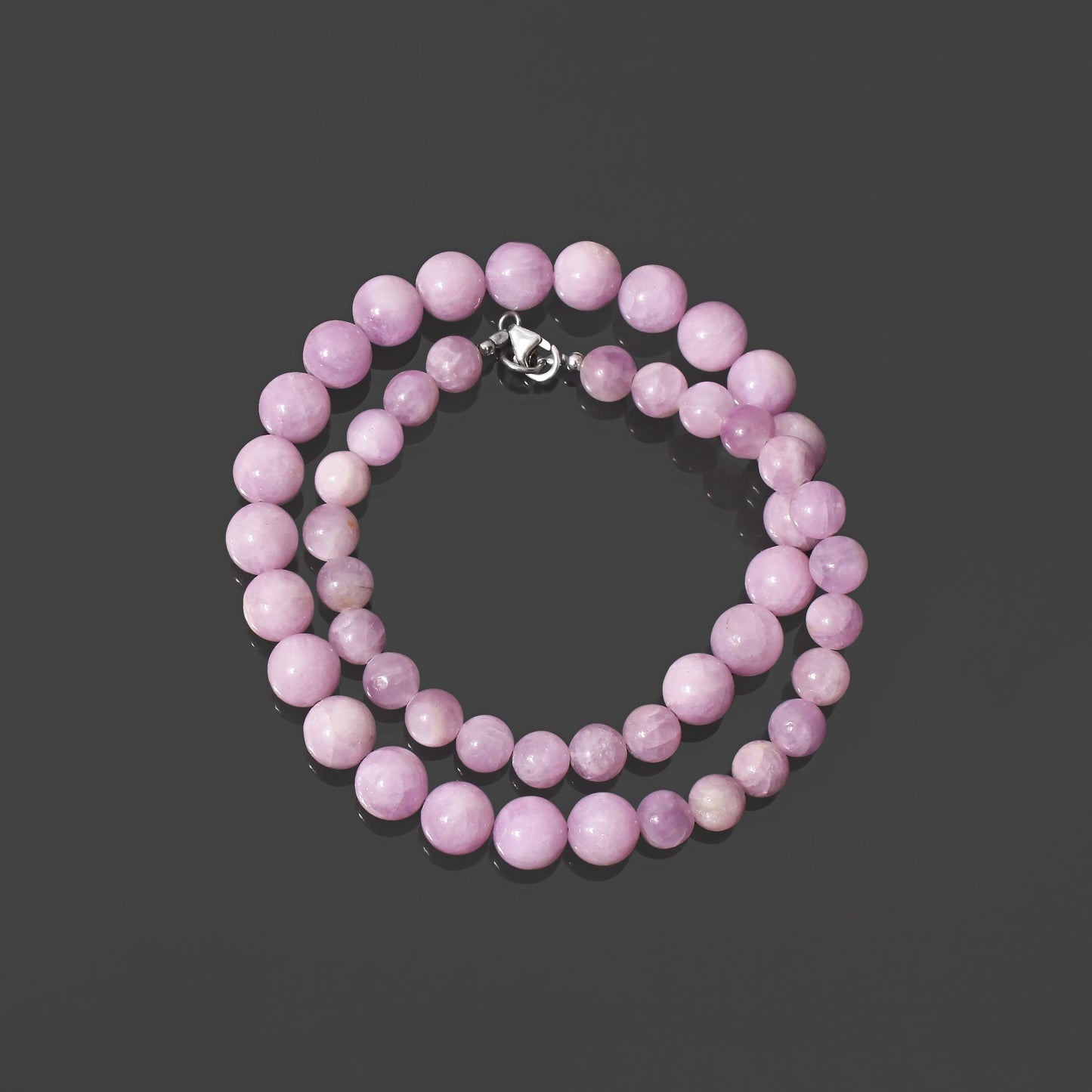 Kunzite Round Beaded Necklace with 925 Silver Lock