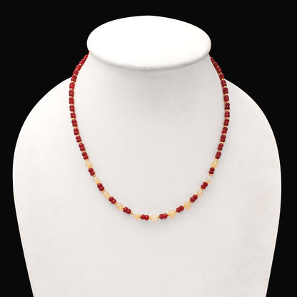 Ethiopian Opal and Ruby Rondelle Beaded Necklace with gold plated 925 sterling silver lobster lock