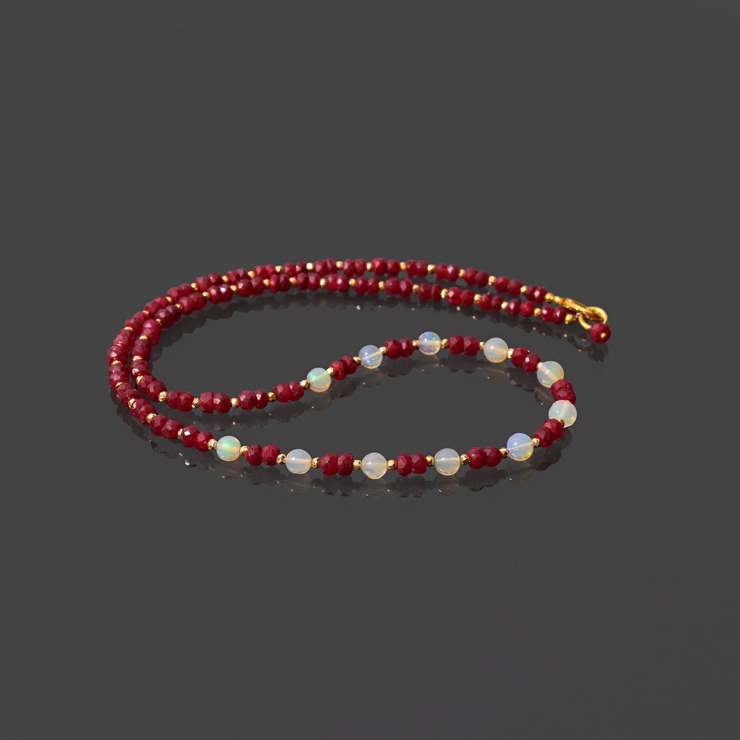 Ethiopian-ruby beaded 925 silver clasp necklace