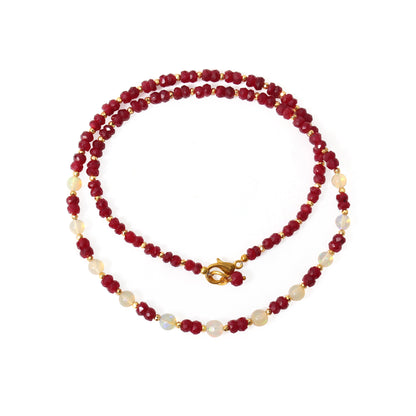 Ethiopian-ruby beaded 925 silver clasp necklace