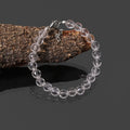 White Crystel Quartz Round Beaded Bracelet with Silver Lock