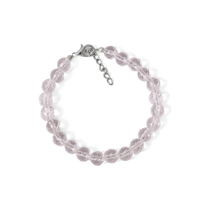 White Quartz Round Beaded Bracelet with Silver Lock