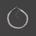 Rose Quartz Beaded Triple Layer Bracelet Silver Lock