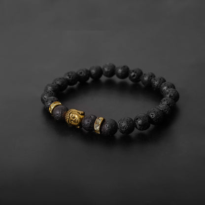 Buddha Lava Beads Stretch Bracelet for men