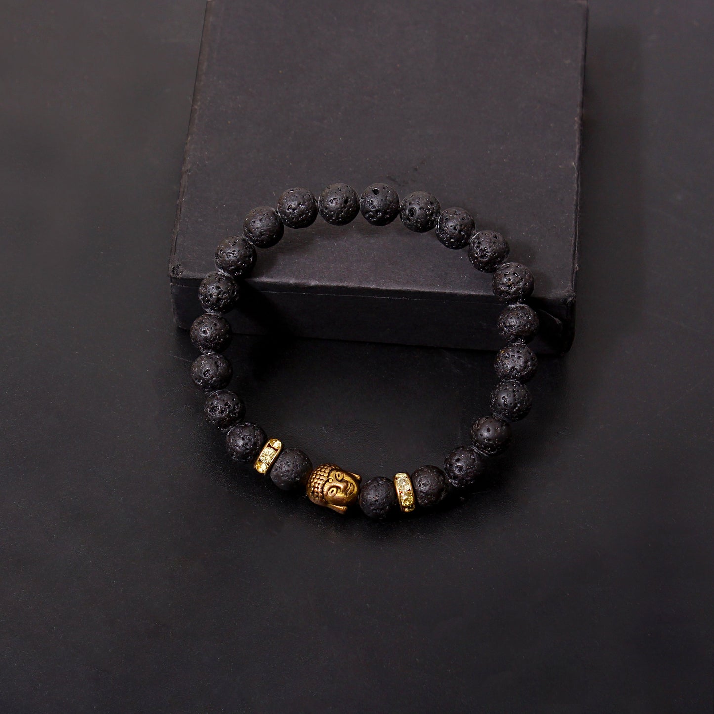 Buddha Lava Beads Stretch Bracelet for men