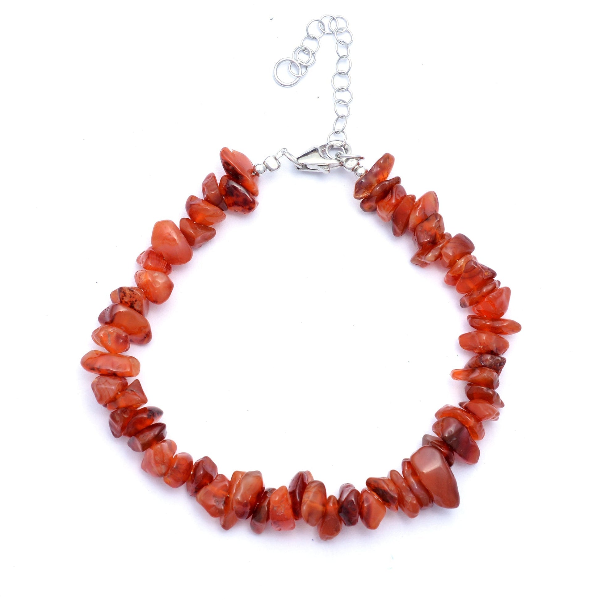 Adorable Carnelian Gemstone Fancy 6-8 Beads Bracelet Strung On 925 Silver Wire GemsRush