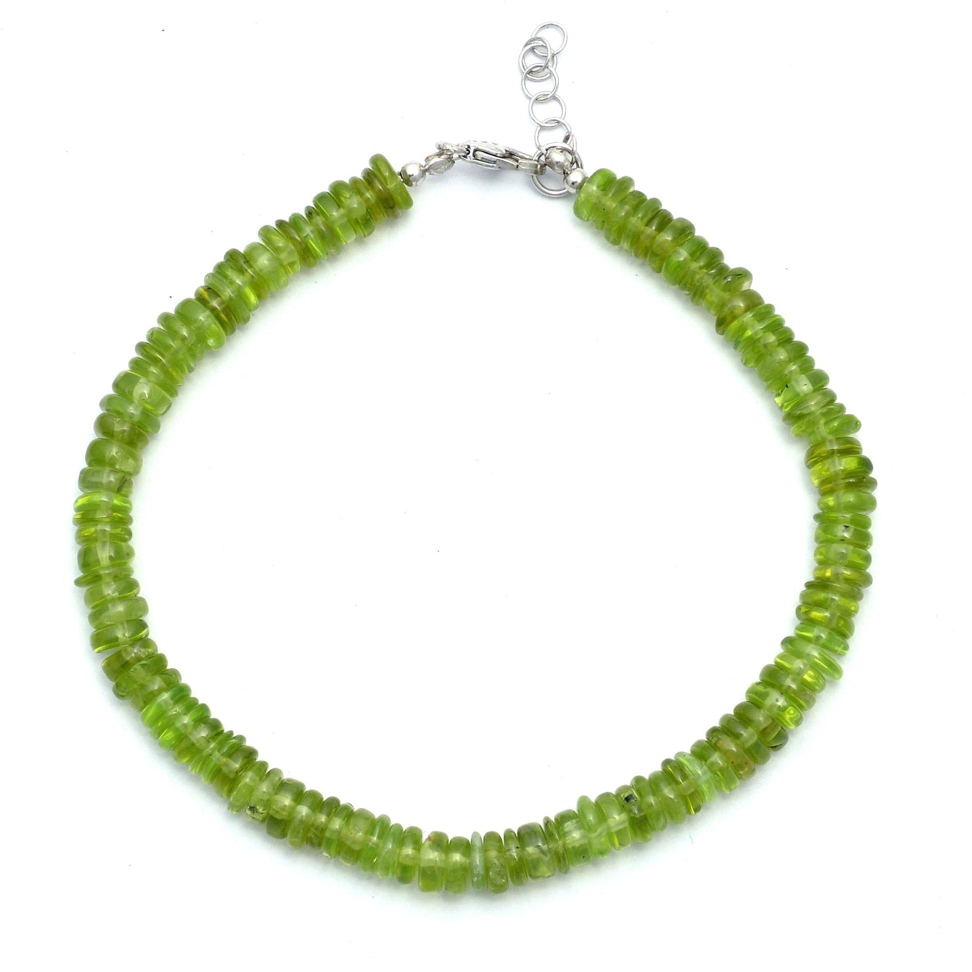 Adorable Green Peridot Gemstone Silver Lobster Lock Bracelet For Women GemsRush