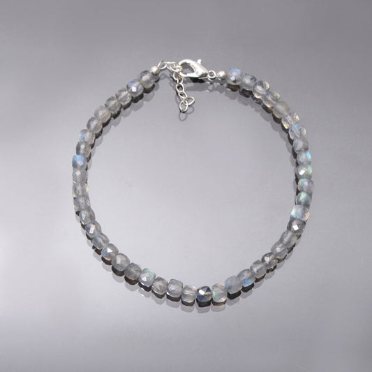 Adorable Labradorite Bracelet Faceted Cubic Box Shape Beaded Jewelry GemsRush