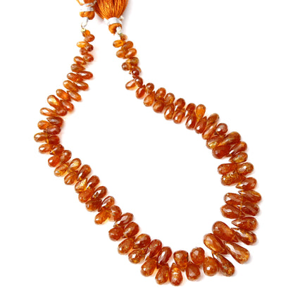 Adorable Orange Kyanite Briolette Faceted Drop Shape Beads 10 Inch Jewelry Making Strand GemsRush