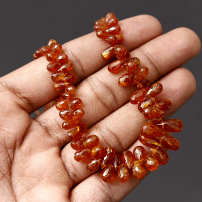 Adorable Orange Kyanite Briolette Faceted Drop Shape Beads 10 Inch Jewelry Making Strand GemsRush