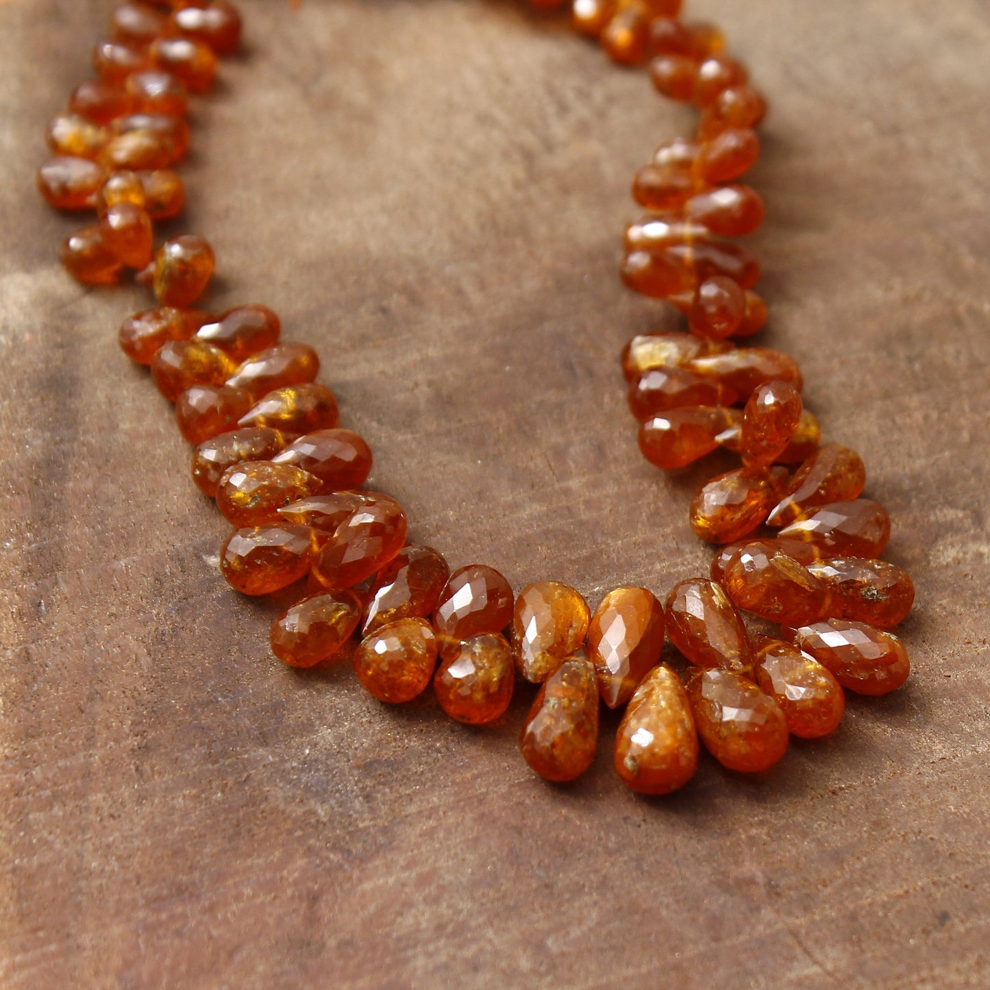 Adorable Orange Kyanite Briolette Faceted Drop Shape Beads 10 Inch Jewelry Making Strand GemsRush