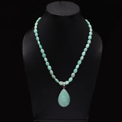 Amazonite Beaded Necklace With Pendant, Birthday Gift For Her/Him GemsRush